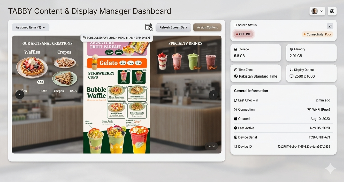 Food Menu Creation Interface
